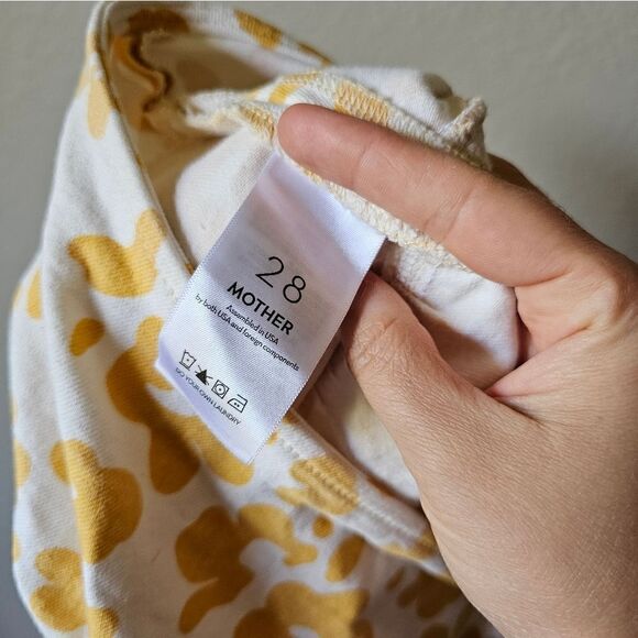 Mother The Ruffle Denim White and Yellow Leopard Print Mini Skirt Size 28 - Picture 6 of 9